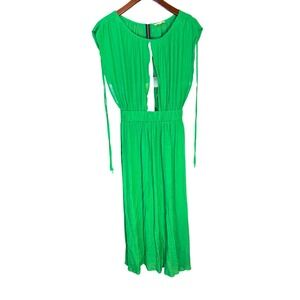 Girl Soul Green Cut Out Midi Coverup Elastic Waist Side Ties Boho